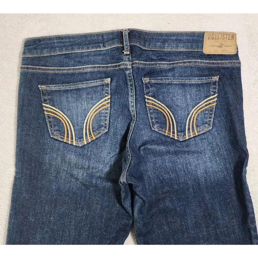 Hollister Bootcut Jeans Low Rise Dark Was Bkue Denim Womens Size 29 Long - Picture 3 of 10